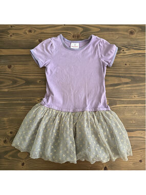 Hanna Andersson Star Tulle Dress Girls 110 Lavender Gray Gold 48